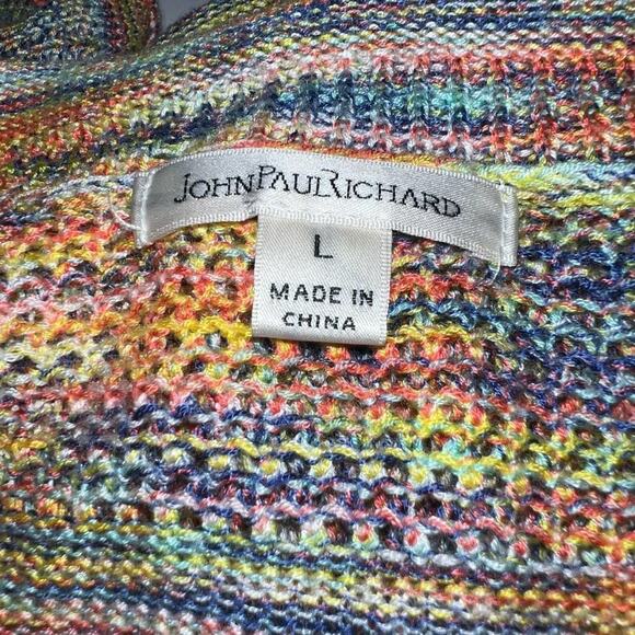 John Paul Richard colorful long sleeve knit sweater women’s size large - Picture 5 of 5